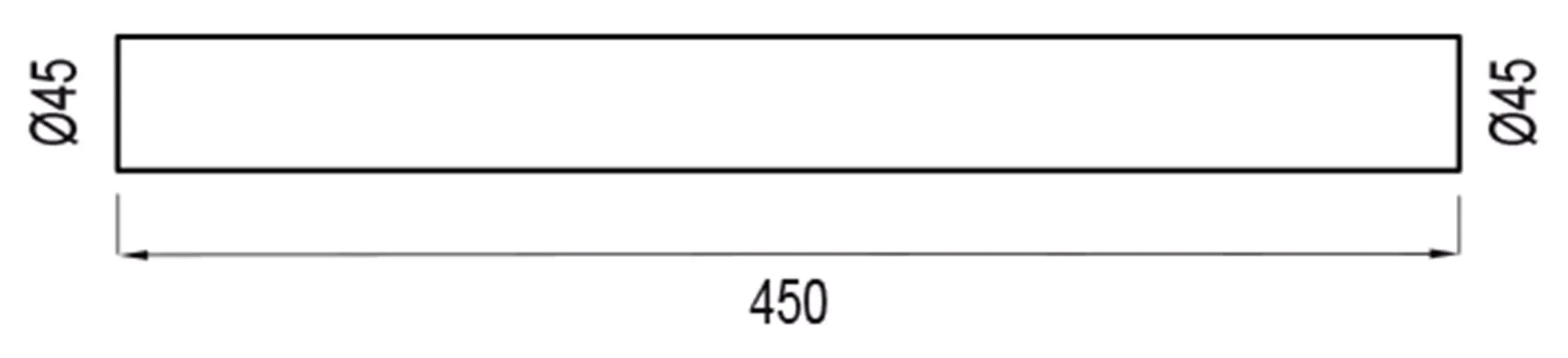 Valpijpverlengbuis 450 mm x 45 mm, zwart