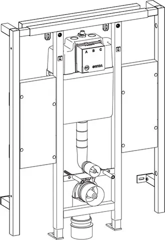 WISA XS-L WC front 118 cm met steunbeugelelementen