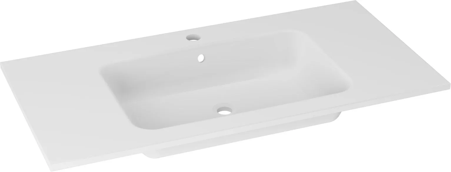 Lusso wastafel 90 cm mat wit, 1 kraangat