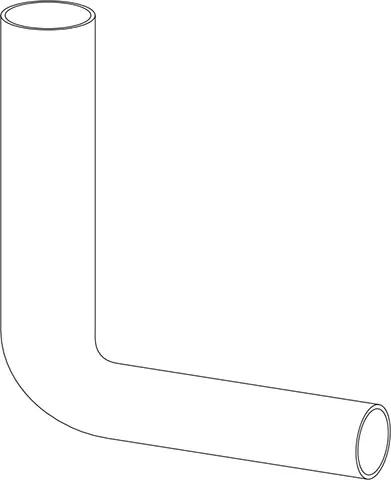 Flush pipe elbow, 230 x 210 mm, white