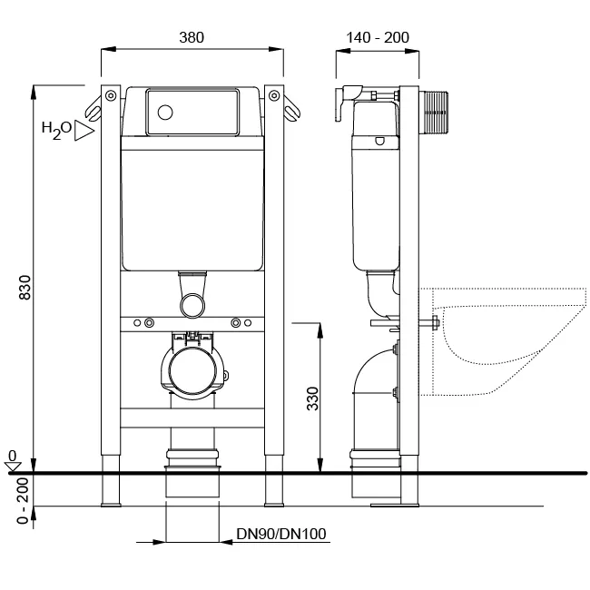 WISA XT WC superior/frontal 83 cm Ø 110