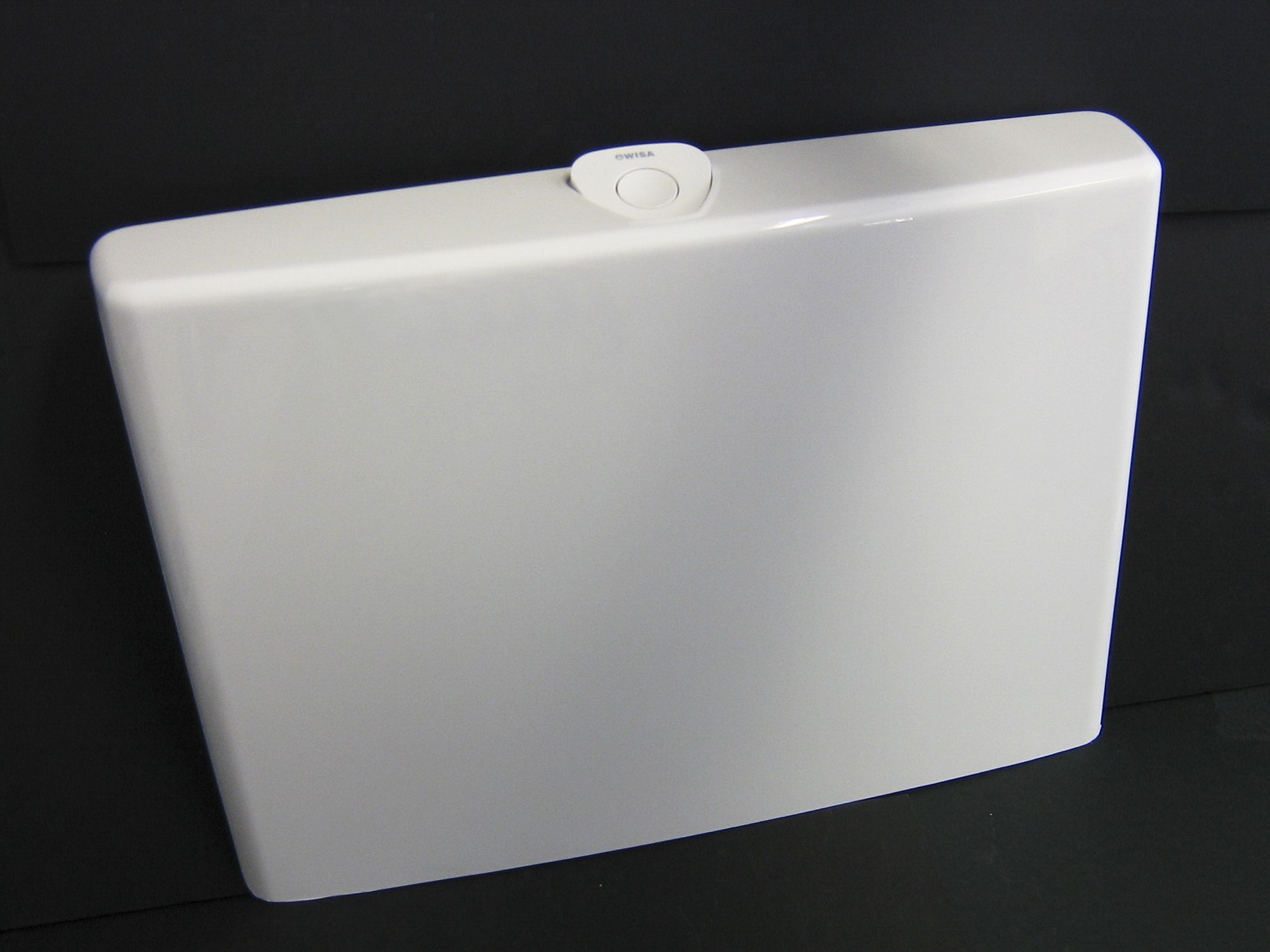 Cistern cover with function button, with flush interruption, white