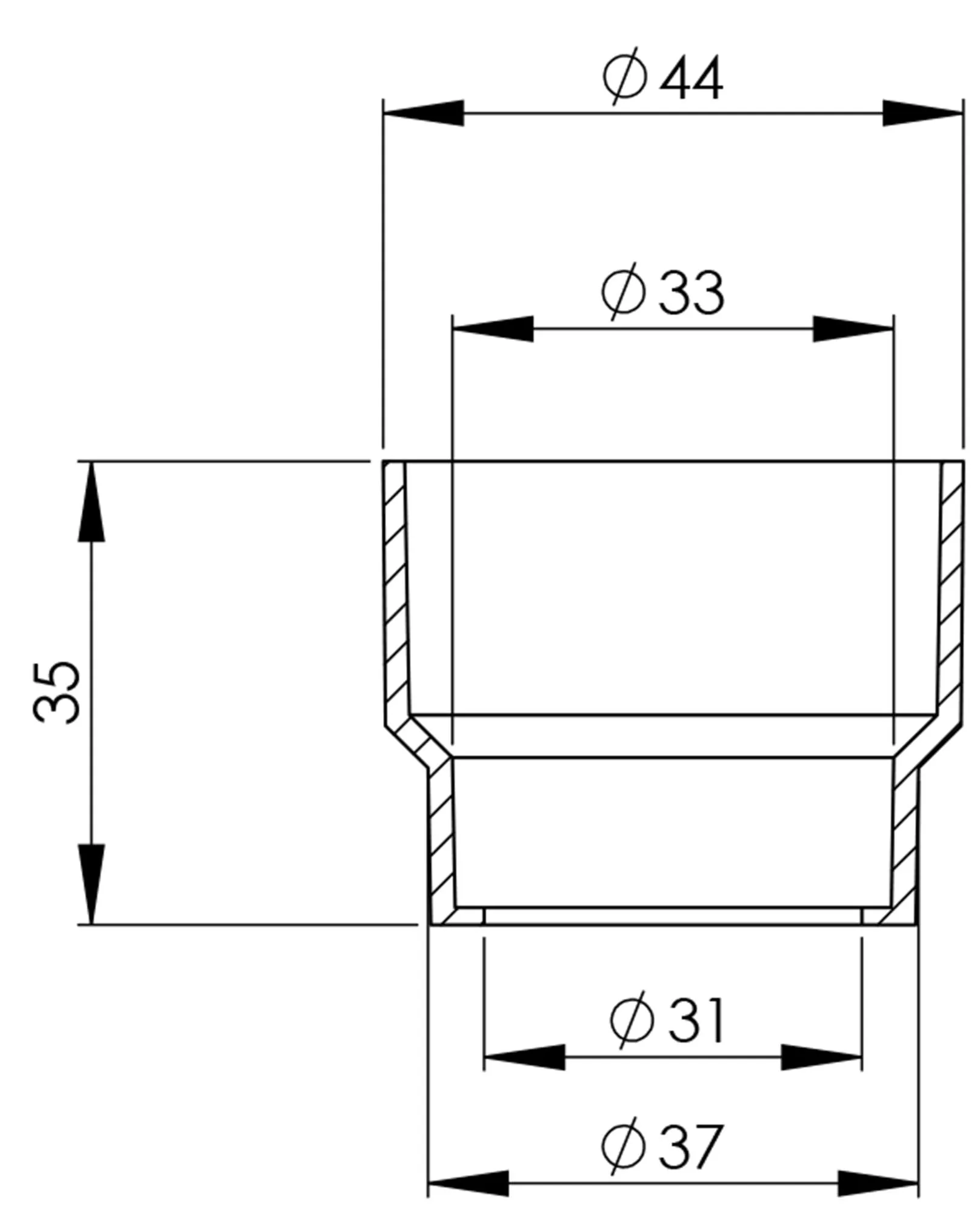 Waterstroom reduceerstuk WISA XS/XT t.b.v. Rimless WC's